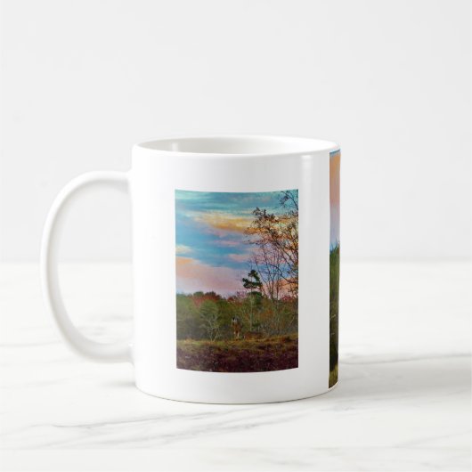 Hirsche mit rosa blauem Himmel Kaffeetasse (Links)