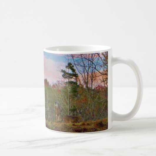 Hirsche mit rosa blauem Himmel Kaffeetasse (Rechts)