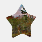 Hirsche mit rosa blauem Himmel Keramikornament (Rechts)