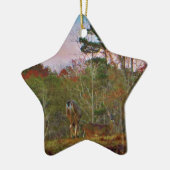 Hirsche mit rosa blauem Himmel Keramikornament (Links)