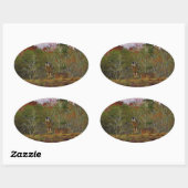 Hirsche mit rosa blauem Himmel Ovaler Aufkleber (Blatt)