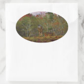 Hirsche mit rosa blauem Himmel Ovaler Aufkleber (Tasche)