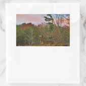 Hirsche mit rosa blauem Himmel Rechteckiger Aufkleber (Tasche)