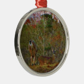 Hirsche mit rosa blauem Himmel Silbernes Ornament (Rechts)