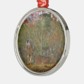 Hirsche mit rosa blauem Himmel Silbernes Ornament (Links)