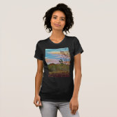 Hirsche mit rosa blauem Himmel T-Shirt (Vorne ganz)