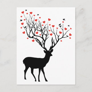 Hirsche mit roten Herzen Postkarte