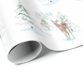 Hirsche mit Roter Nase im Schneewald Geschenkpapier (Rolleneckpunkt)