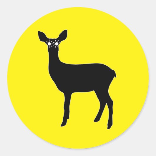 Hirsche mit Scheinwerfern - Runder Aufkleber (Vorderseite)