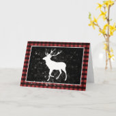 Hirsche mit Schnee auf einem Buffalo Karo Weihnach Karte (Gelbe Blume)