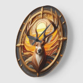 Hirsche mit Sonne Große Wanduhr (Winkel)