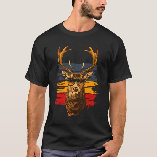 Hirsche mit Sonnenbrille Vintag T-Shirt (Vorderseite)