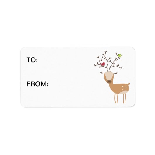 Hirsche mit Vögeln Adressaufkleber (Vorne)