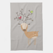 Hirsche mit Vögeln Küchentuch (Vertikal)