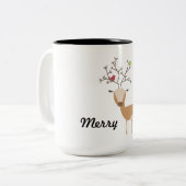 Hirsche mit Vögeln Zweifarbige Tasse (Vorderseite Links)
