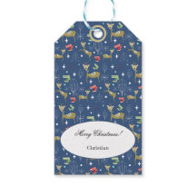 Hirsche mit Weihnachtsbäumen und Schneeflocken