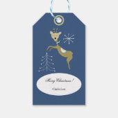 Hirsche mit Weihnachtsbäumen und Schneeflocken Geschenkanhänger (Vorderseite)