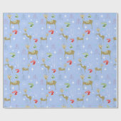 Hirsche mit Weihnachtsbäumen und Schneeflocken Geschenkpapier (Flach)