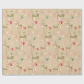 Hirsche mit Weihnachtsbäumen und Schneeflocken Geschenkpapier (Flach)