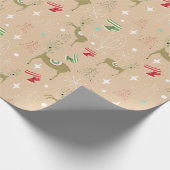 Hirsche mit Weihnachtsbäumen und Schneeflocken Geschenkpapier (Ecke)