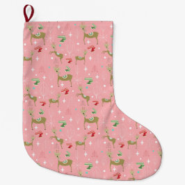 Hirsche mit Weihnachtsbäumen und Schneeflocken Großer Weihnachtsstrumpf