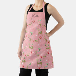 Hirsche mit Weihnachtsbäumen und Schneeflocken Schürze