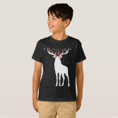 Hirsche mit Weihnachtsmannmütze Lichter Weihnachte T-Shirt (Vorne ganz)