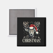 Hirsche mit Weihnachtsmannmütze, oh Hirsch, Weihna Magnet (Vorderseite/Rückseite)