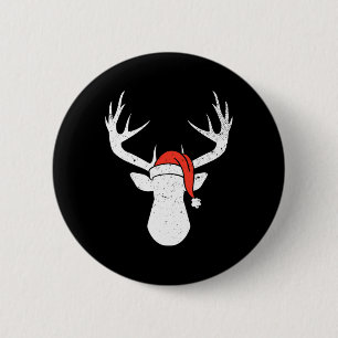 Hirsche mit Weihnachtsmannmütze Weihnachten Pajama Button