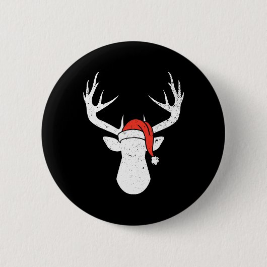 Hirsche mit Weihnachtsmannmütze Weihnachten Pajama Button (Vorderseite)