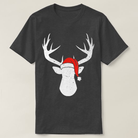 Hirsche mit Weihnachtsmannmütze Weihnachten Pajama T-Shirt (Design vorne)