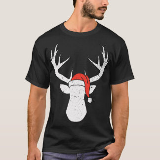 Hirsche mit Weihnachtsmannmütze Weihnachtsjagd Ges T-Shirt