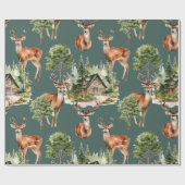 Hirsche Natur Wildlife Rustikaler Urlaub Weihnacht Geschenkpapier (Flach)
