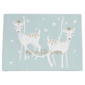 Hirsche - Niedlich weich blauer Weihnachtsbeutel Große Geschenktüte (Vorderseite)