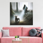 Hirsche retten verlorenes Lamm Leinwanddruck (Insitu (Wohnzimmer))