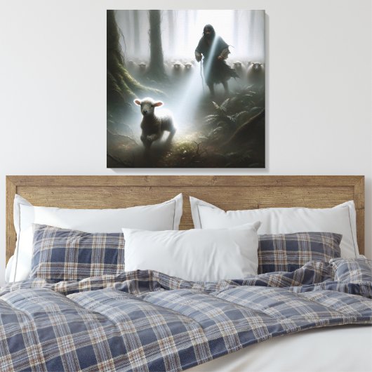 Hirsche retten verlorenes Lamm Leinwanddruck (Insitu (Schlafzimmer))