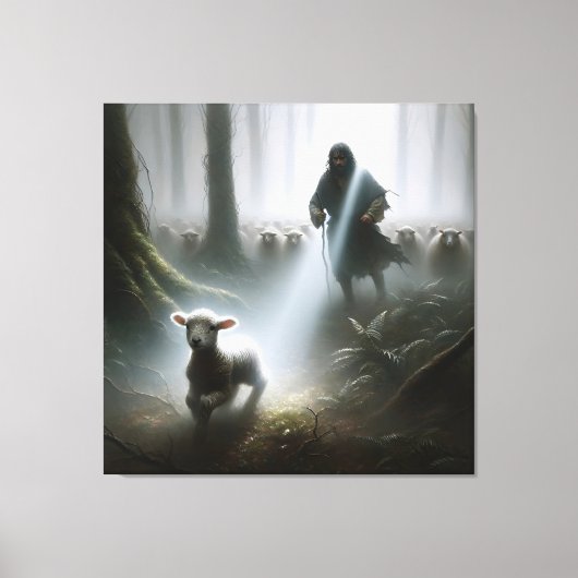 Hirsche retten verlorenes Lamm Leinwanddruck (Vorderseite)