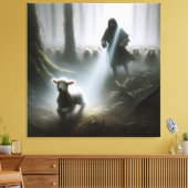 Hirsche retten verlorenes Lamm Leinwanddruck (Insitu (Wohnzimmer))