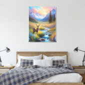 Hirsche Rocky Mountain Spring Wiese Sonnenaufgangs Leinwanddruck (Insitu (Schlafzimmer))