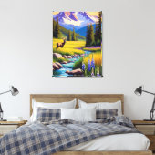Hirsche Rocky Mountain Spring Wiese Sunshine Lupin Leinwanddruck (Insitu (Schlafzimmer))