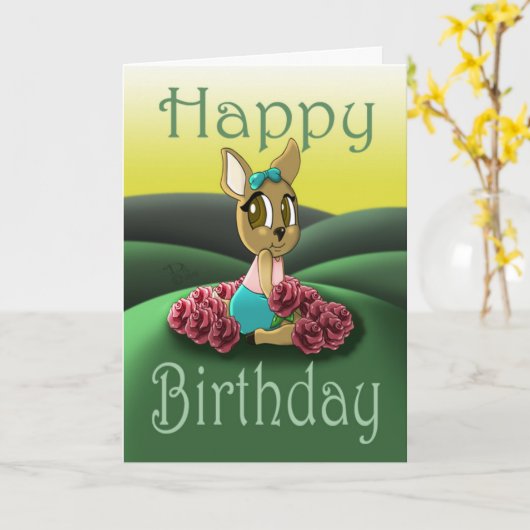 Hirsche Rose Geburtstag Karte (Gelbe Blume)