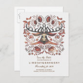 Hirsche Rustikale Waldtiere Save the Date Ankündigungspostkarte (Vorne/Hinten)