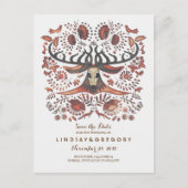 Hirsche Rustikale Waldtiere Save the Date Ankündigungspostkarte (Vorderseite)