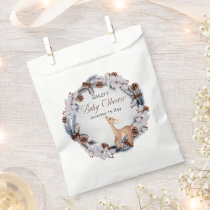 Hirsche Rustikale Winter Floral Baby Dusche Geschenktütchen