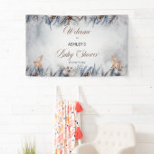 Hirsche Rustikale Winter Floral Baby Dusche Willko Banner (Insitu)
