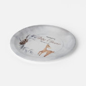 Hirsche Rustikale Winter Floral Baby Duschpapierpl Pappteller (Schrägansicht)