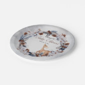 Hirsche Rustikale Winter Floral Baby Duschpapierpl Pappteller (Schrägansicht)