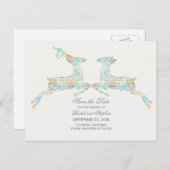 Hirsche Rustikales Wald Save the Date Ankündigungspostkarte (Vorne/Hinten)