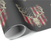 Hirsche Schädel Junter Amerikanische Flagge Hirsch Geschenkpapier (Rolleneckpunkt)