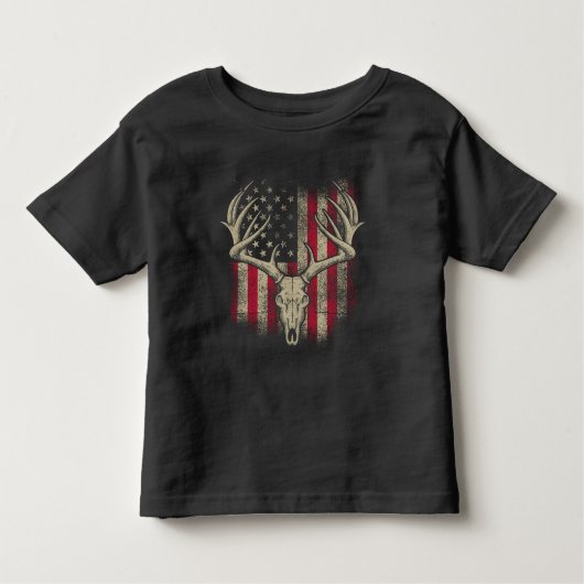 Hirsche Schädel Junter Amerikanische Flagge Hirsch Kleinkind T-shirt (Vorderseite)